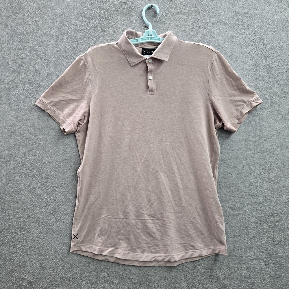 Cuts Men Polo M Pink CURVE-HEM Button Short Sleeve